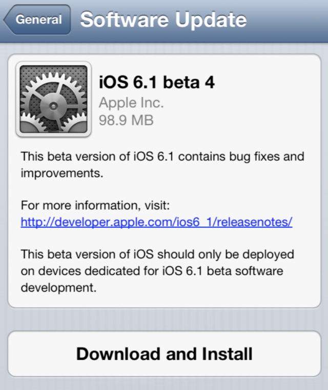  Apple  iOS 6.1 Beta 4